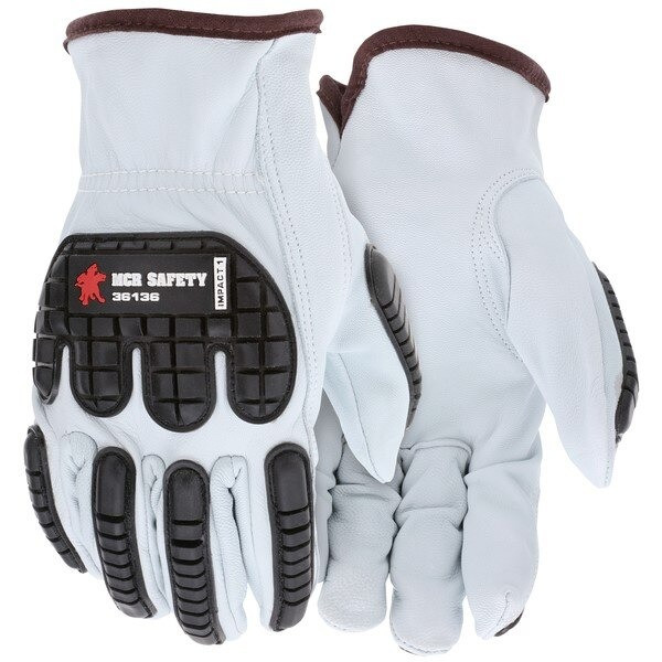 Drivers Gloves, Goatskin, Medium, Leather, White