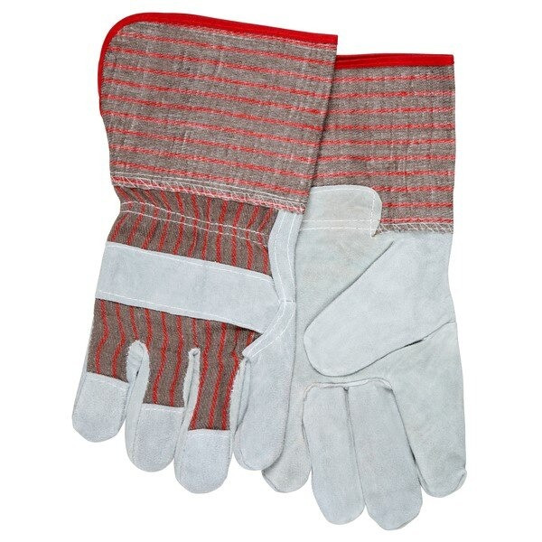 Leather Palm Gloves, Cowhide, Large, Leather, Gauntlet Cuff