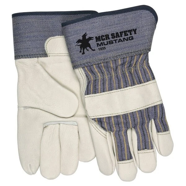 Leather Palm Gloves, Mustang, X-Large, Leather, Safety Cuff