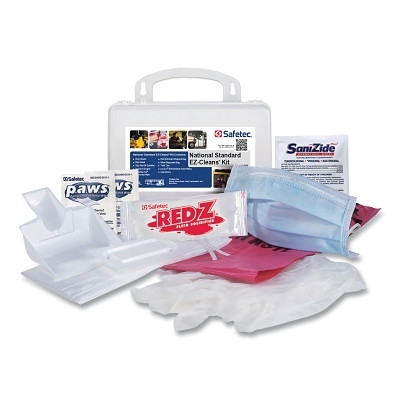 Safetec 89701 National Standard EZ-Cleans Kit, Body Fluid Spills, Economic, Disposable, Carry Handle