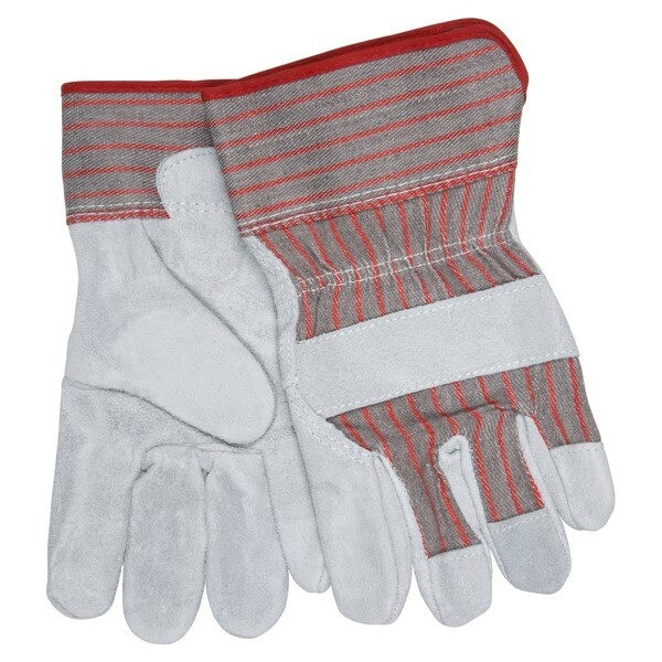 Leather Palm Gloves, B Grade, Cowhide, Large, Leather