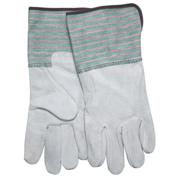 Leather Palm Gloves, Cowhide, Large, Leather, Gauntlet Cuff