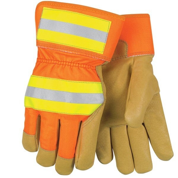 Leather Palm Gloves, Luminator, Small, Leather, Orange