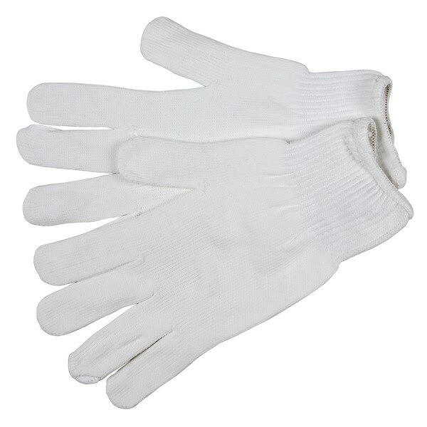 Gloves, Large, Nylon, White, Knit Wrist Cuff
