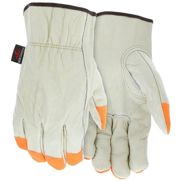 Drivers Gloves, CV Grade, Cowhide, X-Large, Leather, Orange