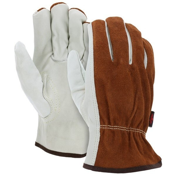 Drivers Gloves, Double Palm, CV Grade, Cowhide, Small, Beige