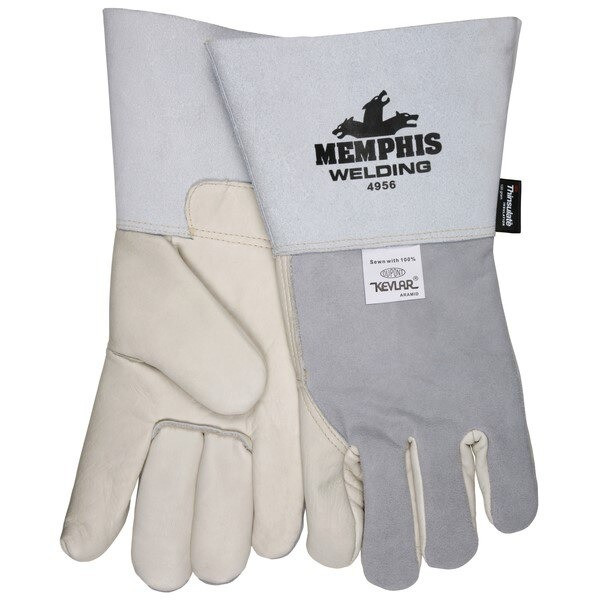 Welding Gloves, Medium, Leather, Beige, Thermosock