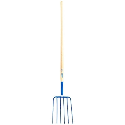 TRUE TEMPER 1838200 Manure/Compost & Hay Forks, 6-oval tine, 48 in handle