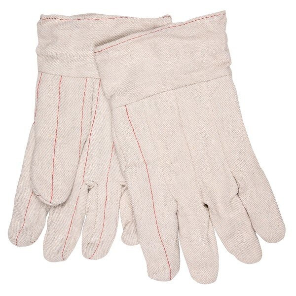 Gloves, Double Palm, Large, Canvas, Natural, Knit Wrist Cuff