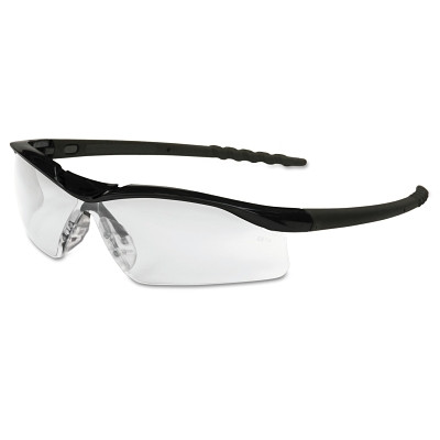 MCR Safety DL110 DALLAS Protective Eyewear, Clear Lens, Duramass Scratch-Resistant, Black Frame