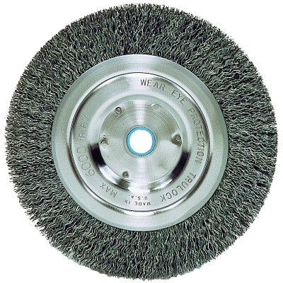 Weiler 02325 Medium-Face Crimped Wire Wheel, 6 in dia x 5/8 in W, 0.014 in Steel Wire, 6000 rpm
