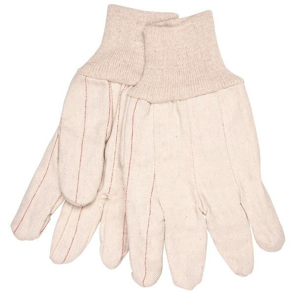 Gloves, Double Palm, Large, Canvas, Natural, Knit Wrist Cuff