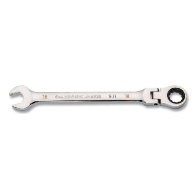 GEARWRENCH 86718 90-Tooth 12 Point Flex Head Ratcheting Combination Wrench, Metric, 18 mm