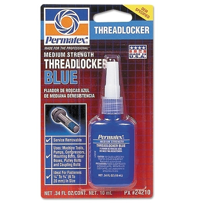Permatex 24210 Medium Strength Blue Threadlocker, 10 mL, 1/4 in to 3/4 in Thread, Liquid