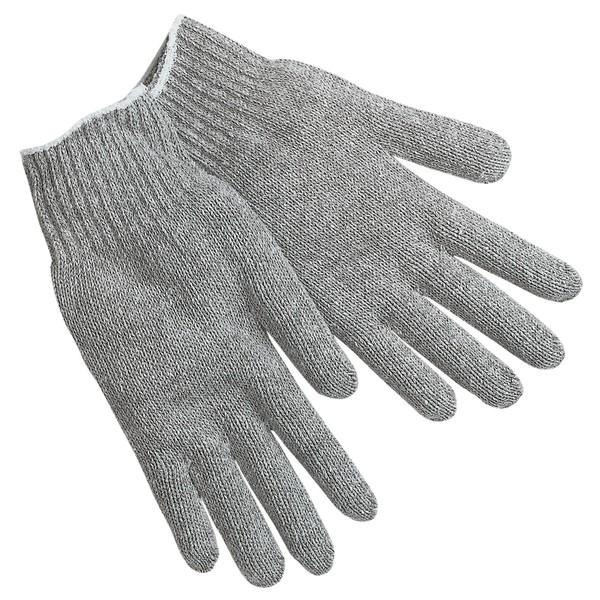 Gloves, Large, Cotton Polyester Blend, Gray, Knit Wrist Cuff