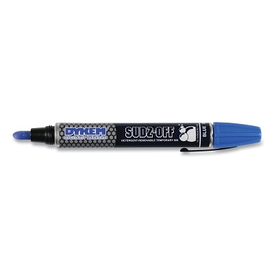 DYKEM 44938 SUDZ OFF Detergent Removable Temporary Marker, Blue, Threaded Cap Tip