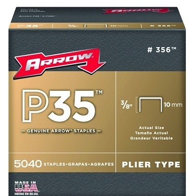 Arrow Fastener 356 P35 Type Staple, 3/8 in L x 7/8 W, For P35 and P35S Stapler