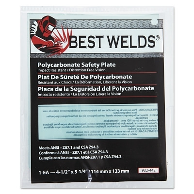 Best Welds 932442 Safety Plate, 4-1/2 in x 5-1/4 in, Polycarbonate, Clear