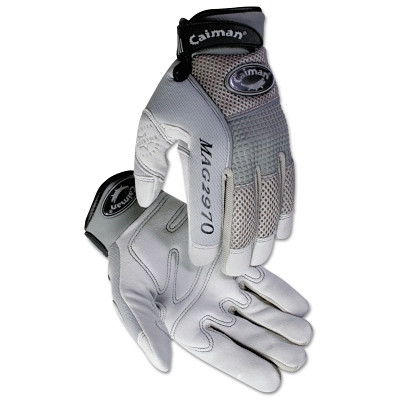 Caiman 2970XL 2970 Deerskin Padded Palm Knuckle Protection Mechanics Gloves, X-Large, Gray