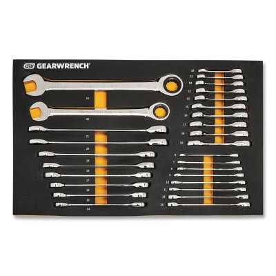 GEARWRENCH 86527 72T Modular Combination Ratcheting Wrench Tool Set, Metric, Includes Precut EVA Foam Tray, 28-Pc