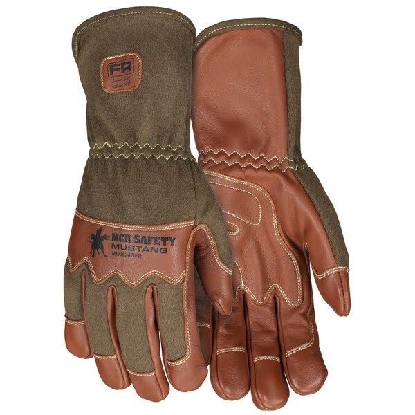 Cut Resistant Gloves, Mustang, Leather, Medium, Brown