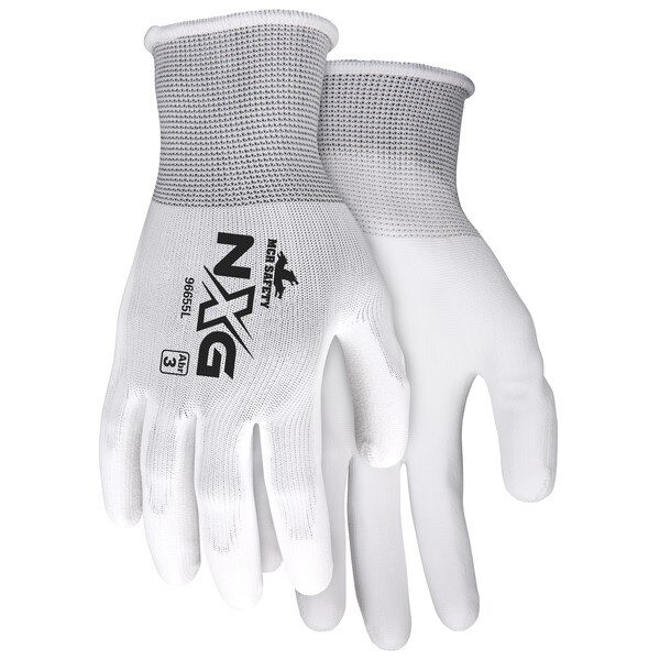 Gloves, Memphis, Medium, Polyester, White, Knit Wrist Cuff
