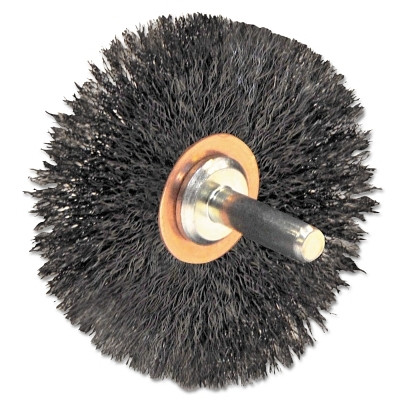 Weiler 17615 Stem-Mounted Narrow Conflex Brush, 3 in dia x 1/2 in W Face, 0.008 in Steel, 20000 RPM, 1/4 in Stem