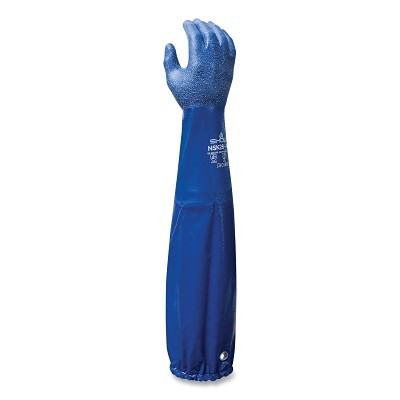 SHOWA NSK2610 NSK26 Chemical Protection Nitrile Coated Gloves, NSK26, 10/Large, Elastic Cuff, Rough Grip, Cotton Liner, Blue