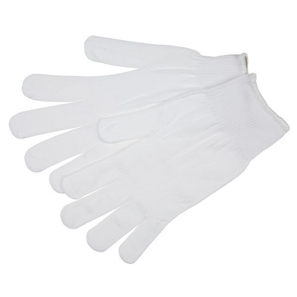 Gloves, Large, Nylon, White, Knit Wrist Cuff