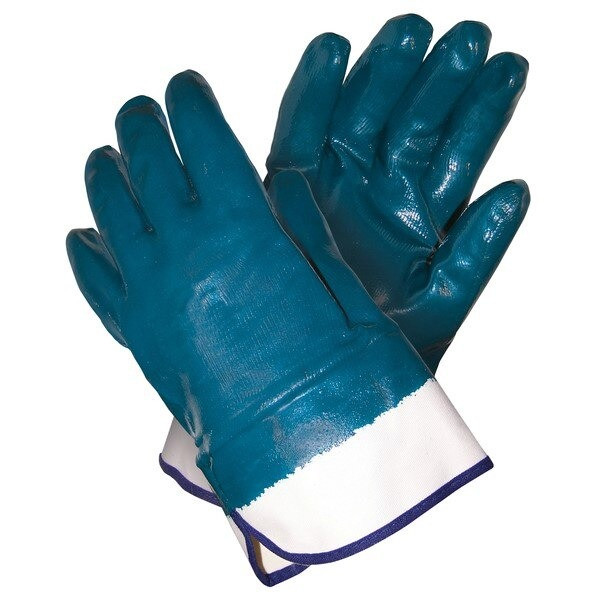Gloves, Large, Nitrile, White, 11 Inch L, Safety Cuff