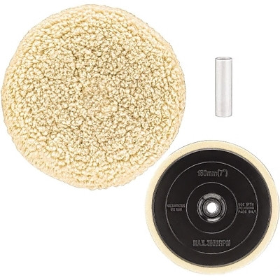 DeWalt DW4985CL Polishing Pad, with Backing Pad, 7 in dia, 5/8 in-11 TPI, 3000 RPM, Cotton Blend