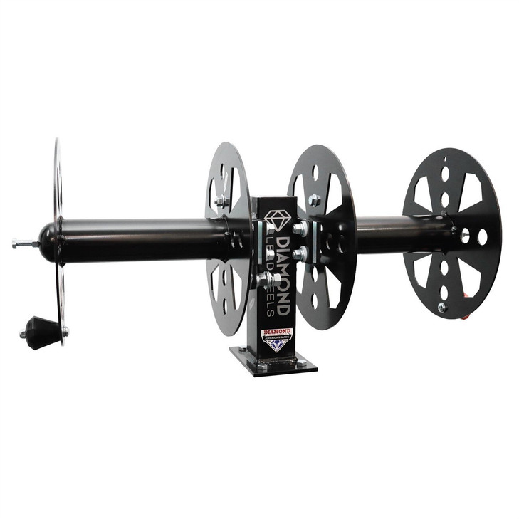 Welding Lead Reel, HD, 12 ", Black, Steel, Fixed Side x Side