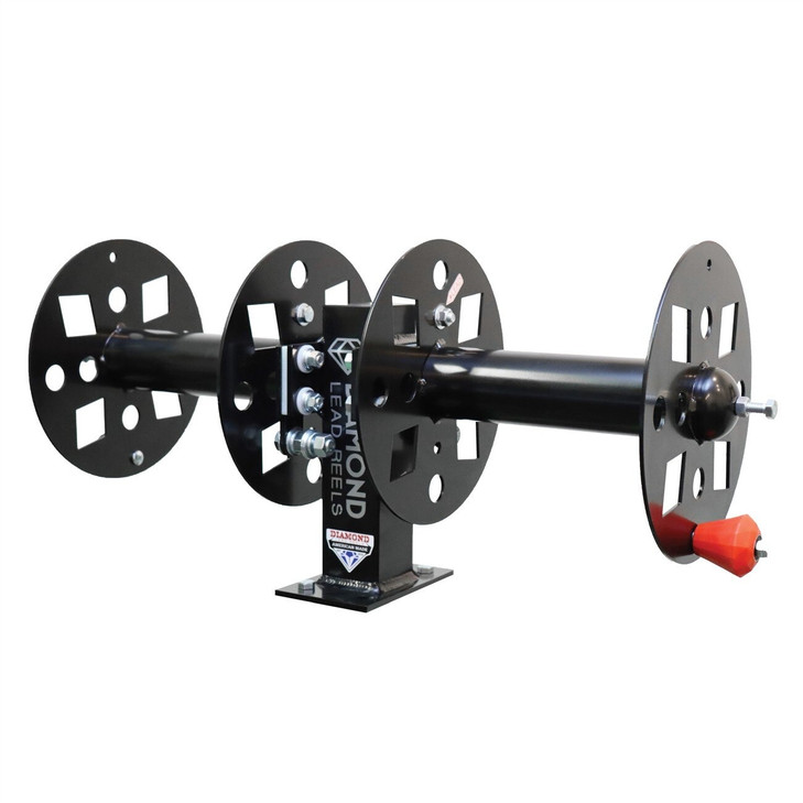 Welding Lead Reel, HD, 10 ", Black, Steel, Fixed Side x Side