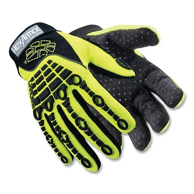 HexArmor 4026-XL Chrome Series Impact-Resistant Gloves, 4026, A8 Cut, X-Large, Black/Hi-vis Lime, PVC Dots