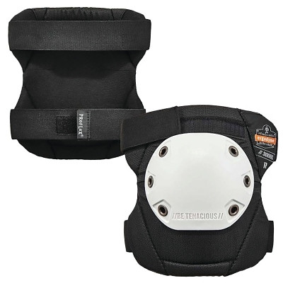 Ergodyne 18301 Proflex 300HL Rounded Cap Knee Pad, Hook & Loop, Black w/White Cap
