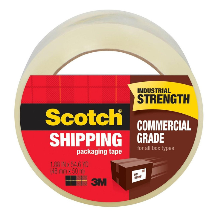 Packaging Tape, Commercial Grade, Transparent, Shipping, 12 RL/CS