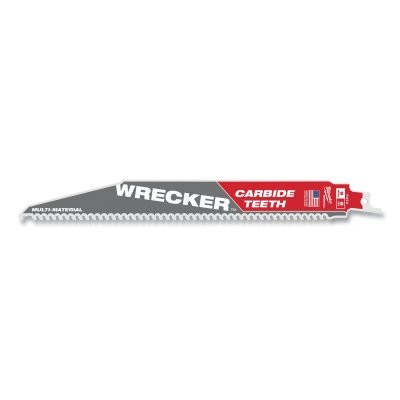 Milwaukee Tool 48-00-5242 WRECKER Carbide SAWZALL Blade, 9 in x 1 in, 6 TPI, 1 Pack