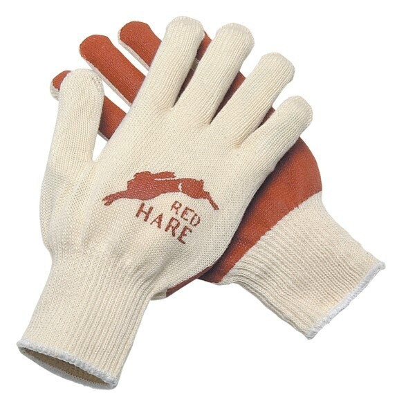 Gloves, Red Hare, Small, Cotton, Natural, Knit Wrist Cuff