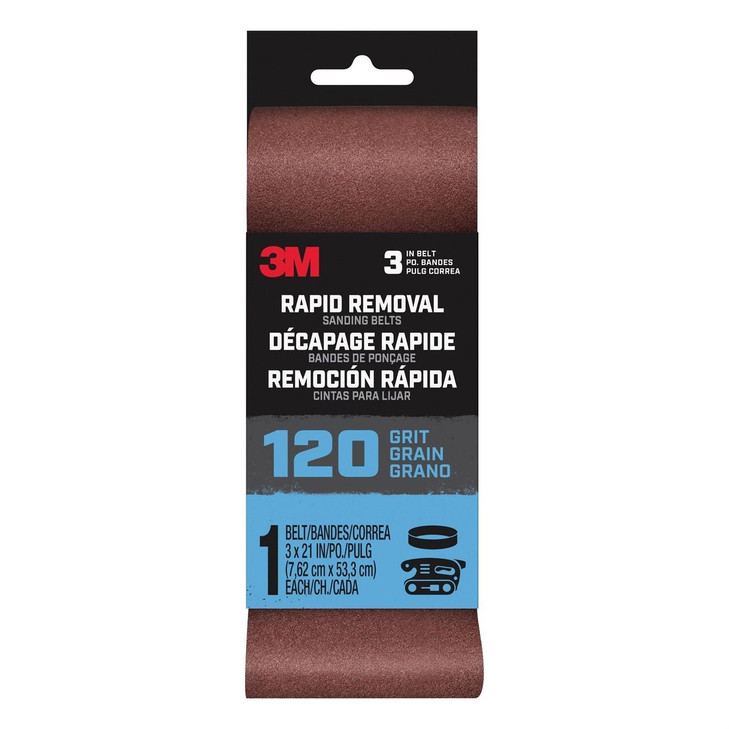 Belt, Rapid Removal, 21 Inch L, 3 Inch W, 120 Grit, 10/CS