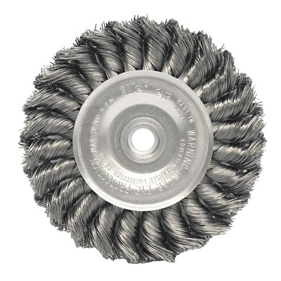 Weiler 08034 Standard Twist Knot Wire Wheel, 4 in D x 1/2 in W, .0118 in Steel, 1/2-3/8 Arbor