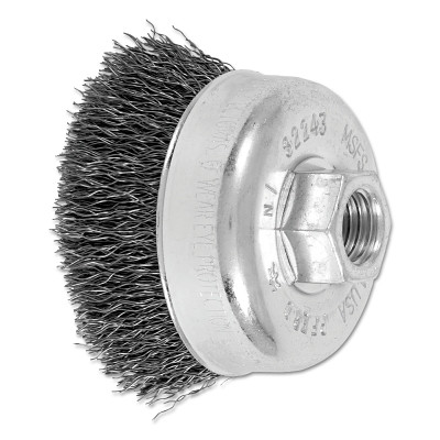 Pferd 82243 Mini Crimped Cup Brush, 2-3/4 in Diameter, 5/8 in -11 Arbor, 0.014 in Steel Wire