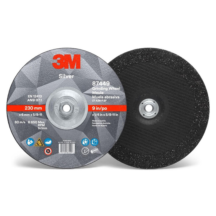 Wheel, Quick Change, Depressed Center, 9 Inch Dia, 36 Grit, 20/CS