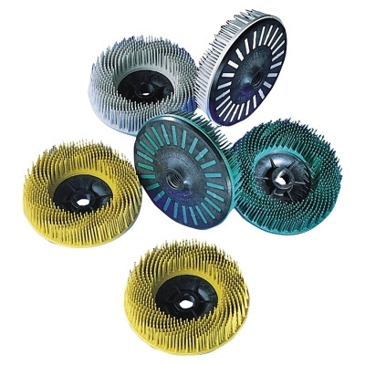 Scotch-Brite 7100138181 Bristle Disc, 4-1/2 in dia x 5/8 in-11 Threaded, 36 Grit, Ceramic, 12000 RPM, Brown