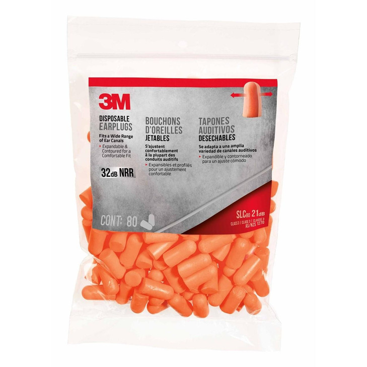 Ear Plugs, One Size, Orange, 80 PR/PK, 6 PK/CS