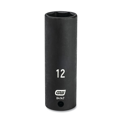 GEARWRENCH 84147 Impact Socket, 1/4 in Drive Size, 12 mm Opening Size, 6-point, Deep Length
