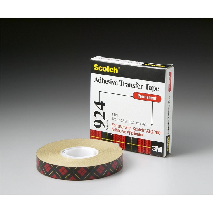 Adhesive Transfer Tape, ATG, 924, Transparent, 1/2 Inch W, 72 RL/CS