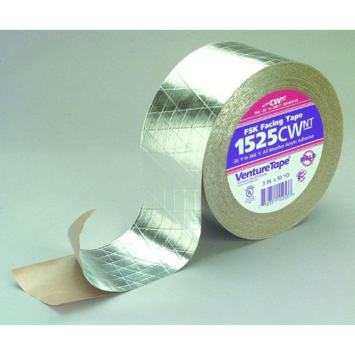 Foil Tape, Venture Tape™, 1525CW, Silver, 4.87 Inch W, 8 RL/CS