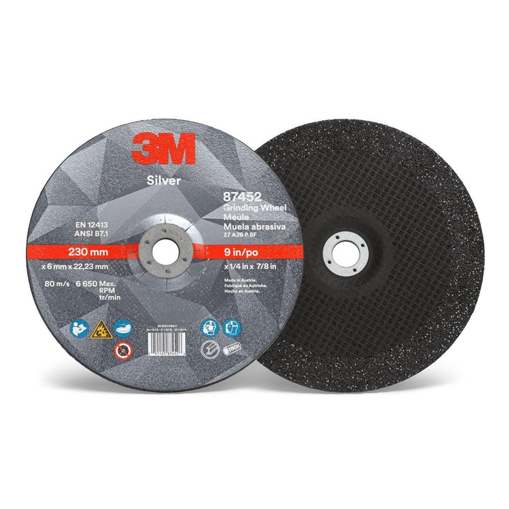 Wheel, Depressed Center, 9 Inch Dia, 36 Grit, 1/4 Inch Thk, 20/CS