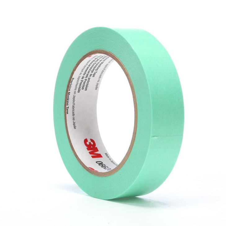 Masking Tape, Precision, Green, 1 Inch W, 60 yd L, Paper, 12 RL/CS