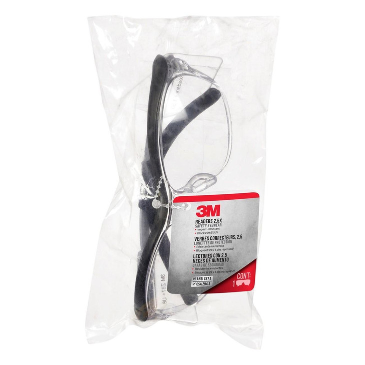 Safety Glasses, Reader, Clear, Standard, 5/CS